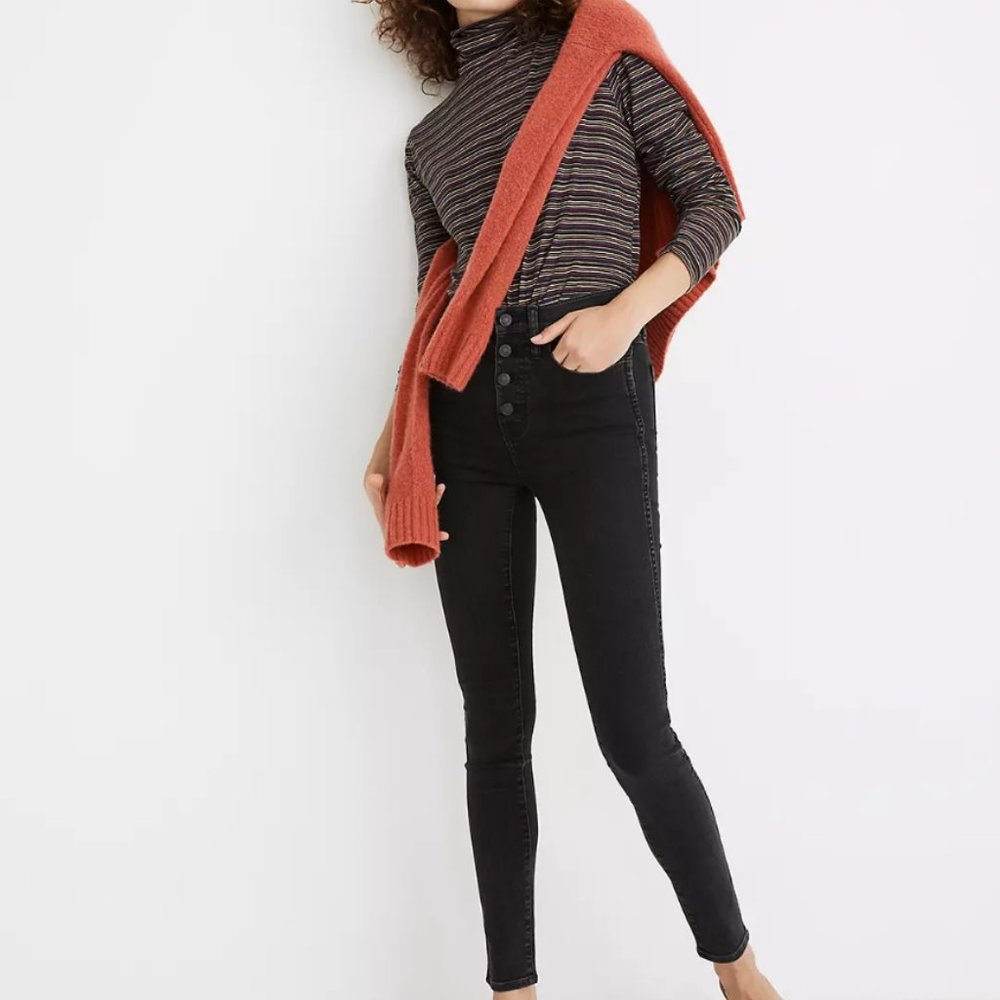 Madewell 10" High-Rise Skinny Jeans in Robert Wash: Button-Front Edition